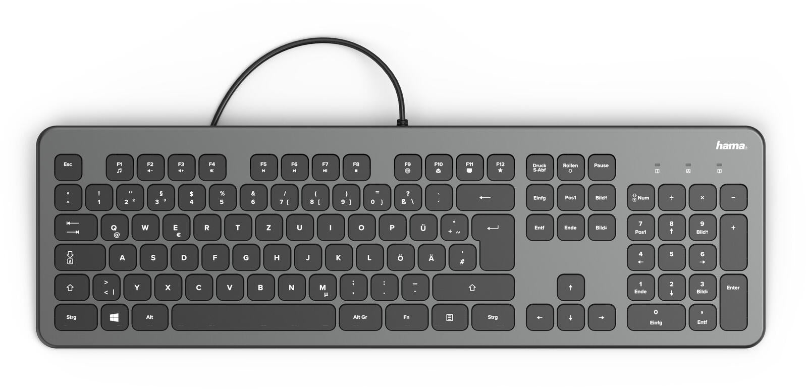 Hama Tastatur kabelgebunden KC-700 anthrazit, schwarz