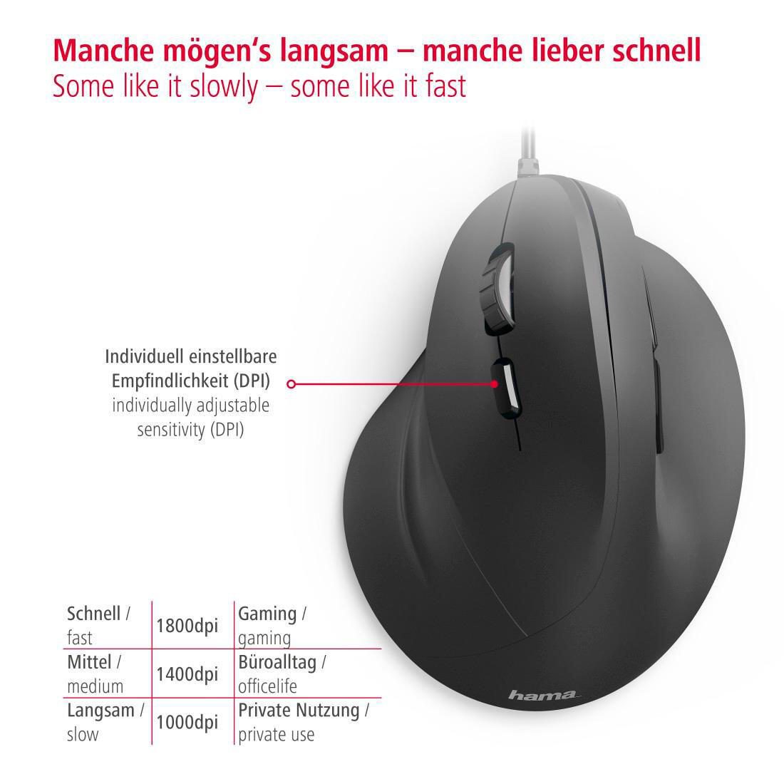 Hama EMC-500L Maus ergonomisch kabelgebunden schwarz