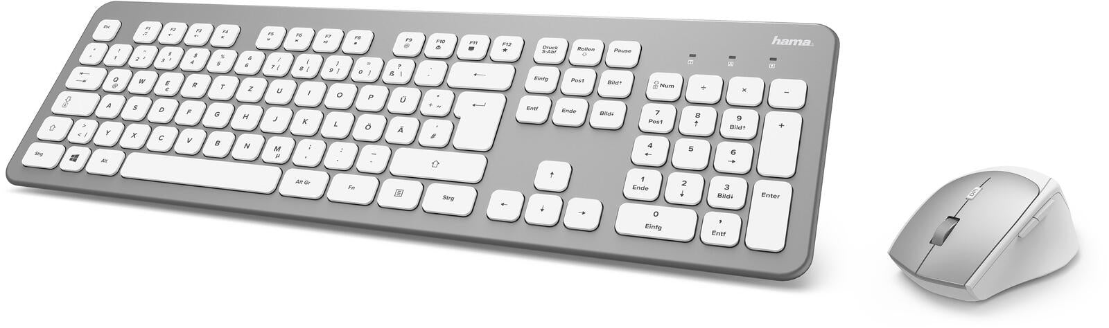 Hama Tastatur-Maus-Set kabellos KMW-700 silber, weiß
