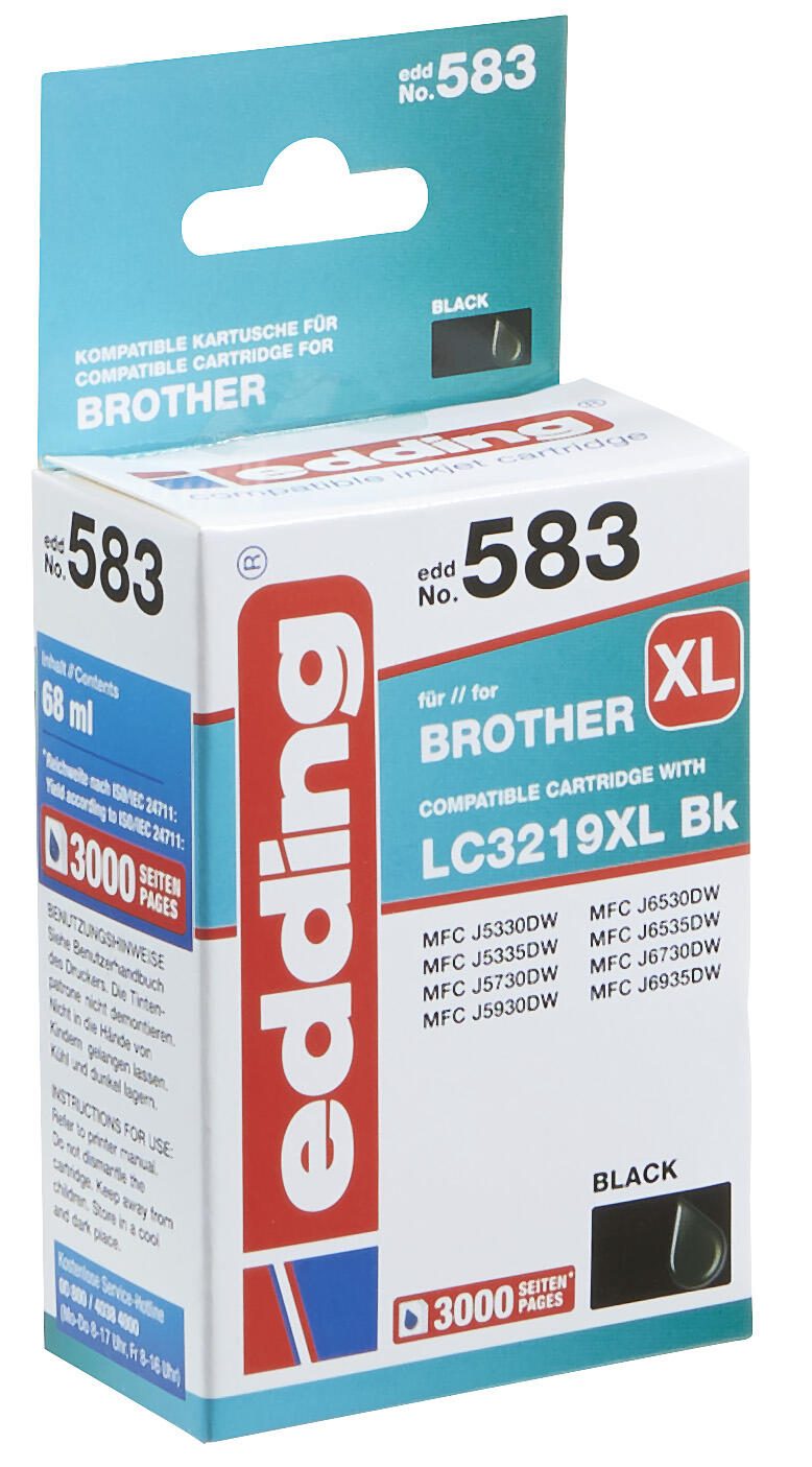 edding Druckerpatrone EDD-583 schwarz kompatibel zu brother LC-3219XLBK