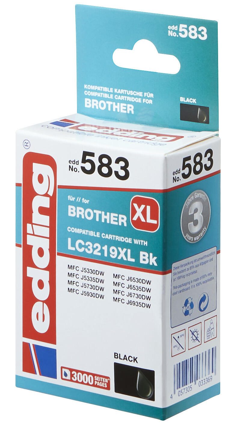 edding Druckerpatrone EDD-583 schwarz kompatibel zu brother LC-3219XLBK