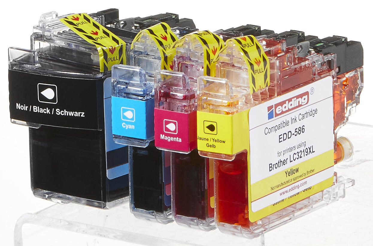 edding Druckerpatronen EDD-587 schwarz, cyan, magenta, gelb kompatibel zu brother LC-3219XLBK/C/M/Y, 4er-Set