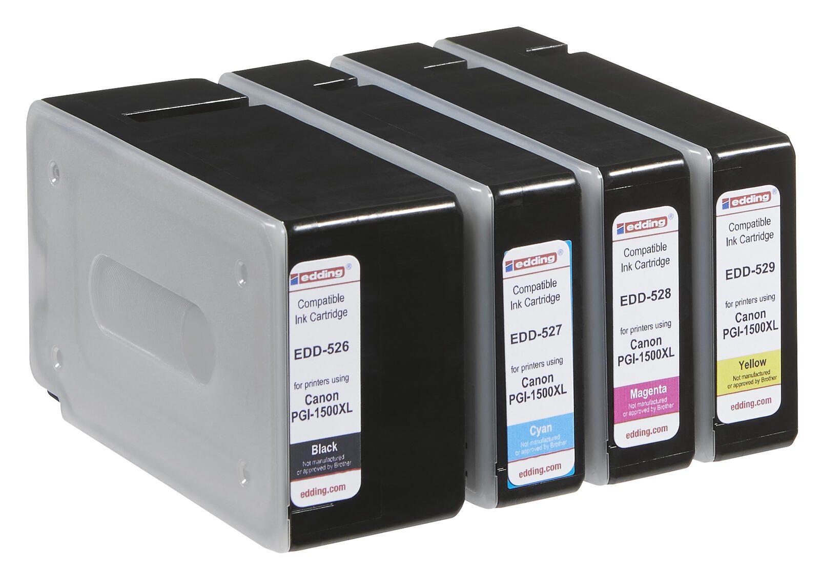 edding Druckerpatronen EDD-530 schwarz, cyan, magenta, gelb kompatibel zu Canon PGI-1500 XL BK/C/M/Y, 4er-Set