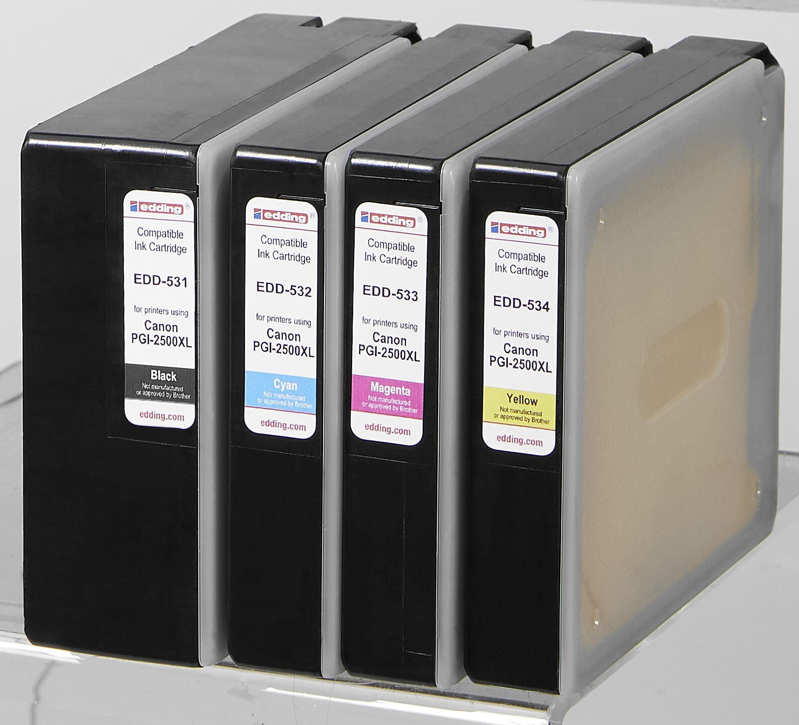 edding Druckerpatronen EDD-535 schwarz, cyan, magenta, gelb kompatibel zu Canon PGI-2500 XL BK/C/M/Y, 4er-Set