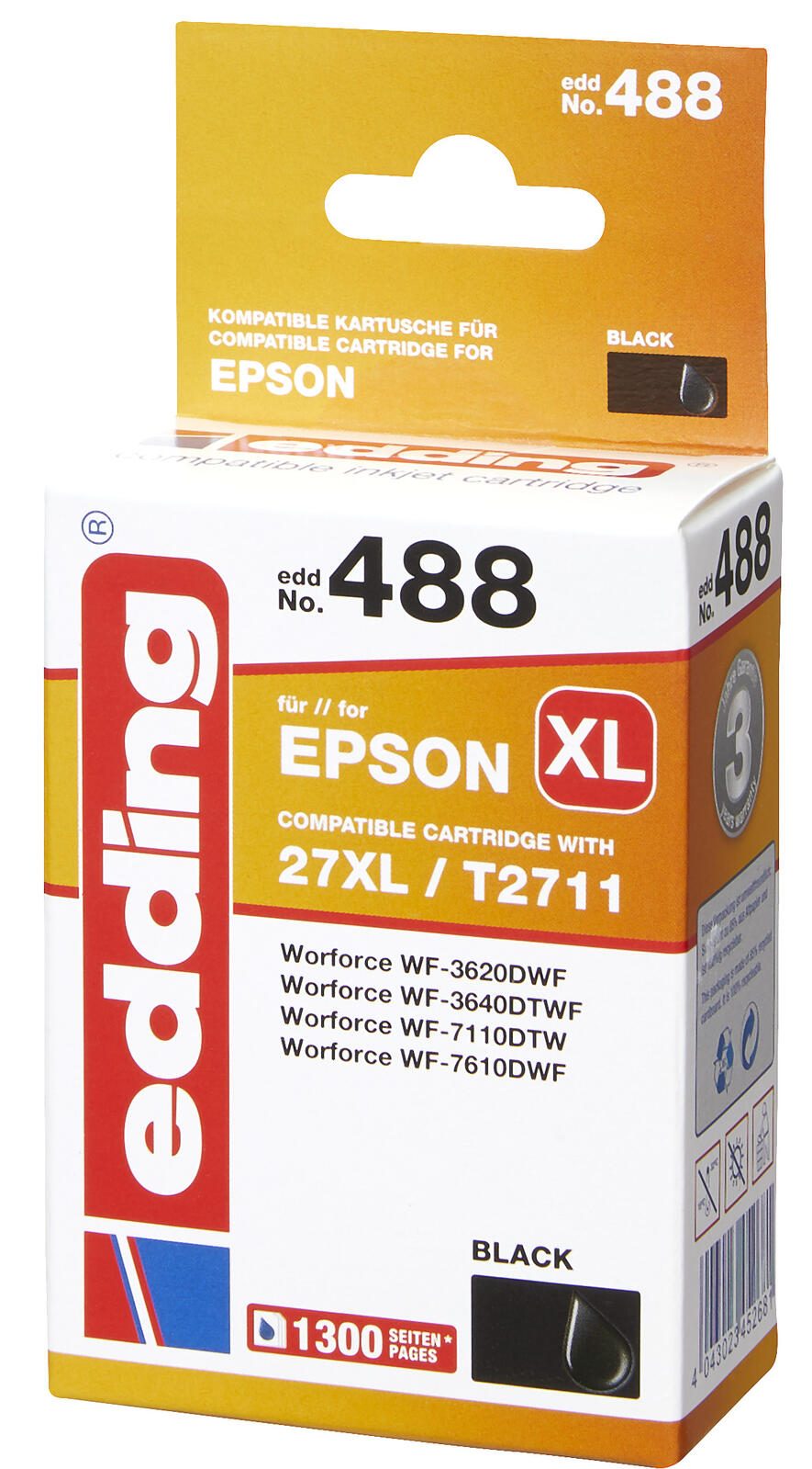 edding Druckerpatrone EDD-488 schwarz kompatibel zu EPSON 27XL / T2711XL