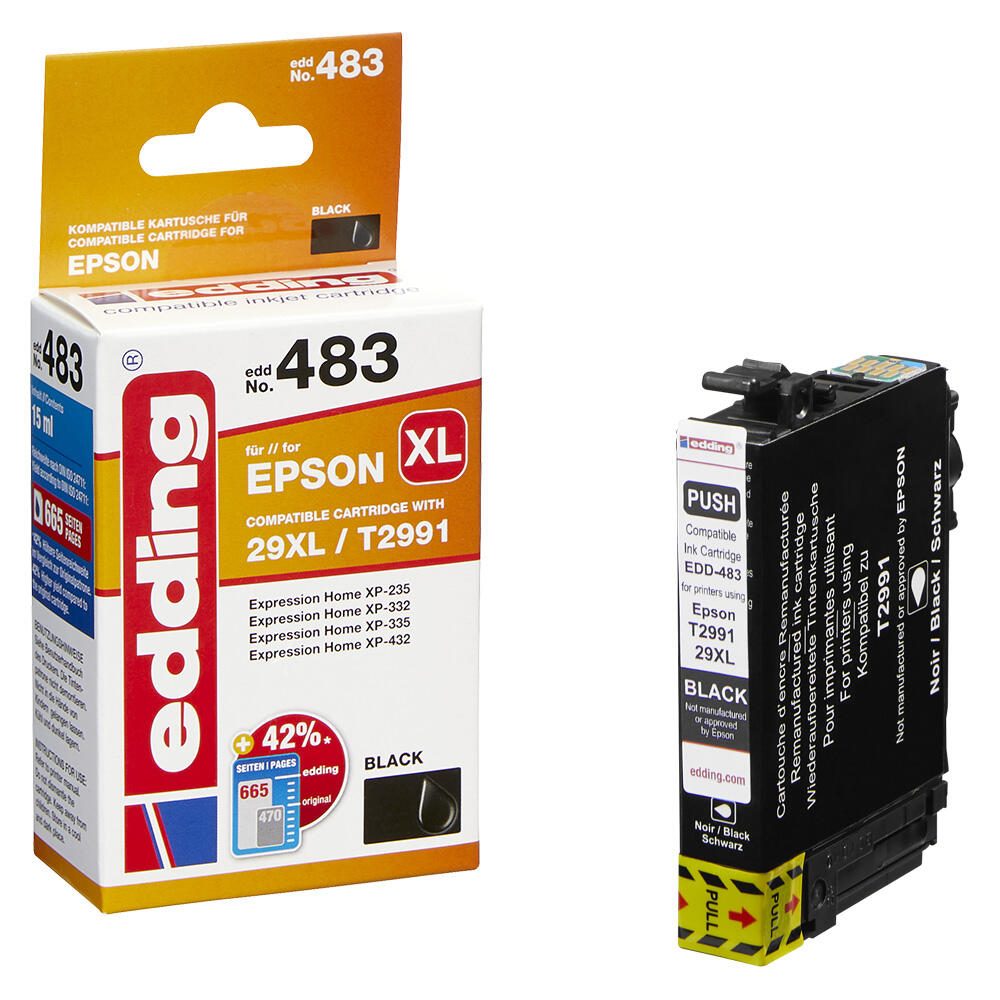 edding Druckerpatrone EDD-483 schwarz kompatibel zu EPSON 29XL / T2991XL
