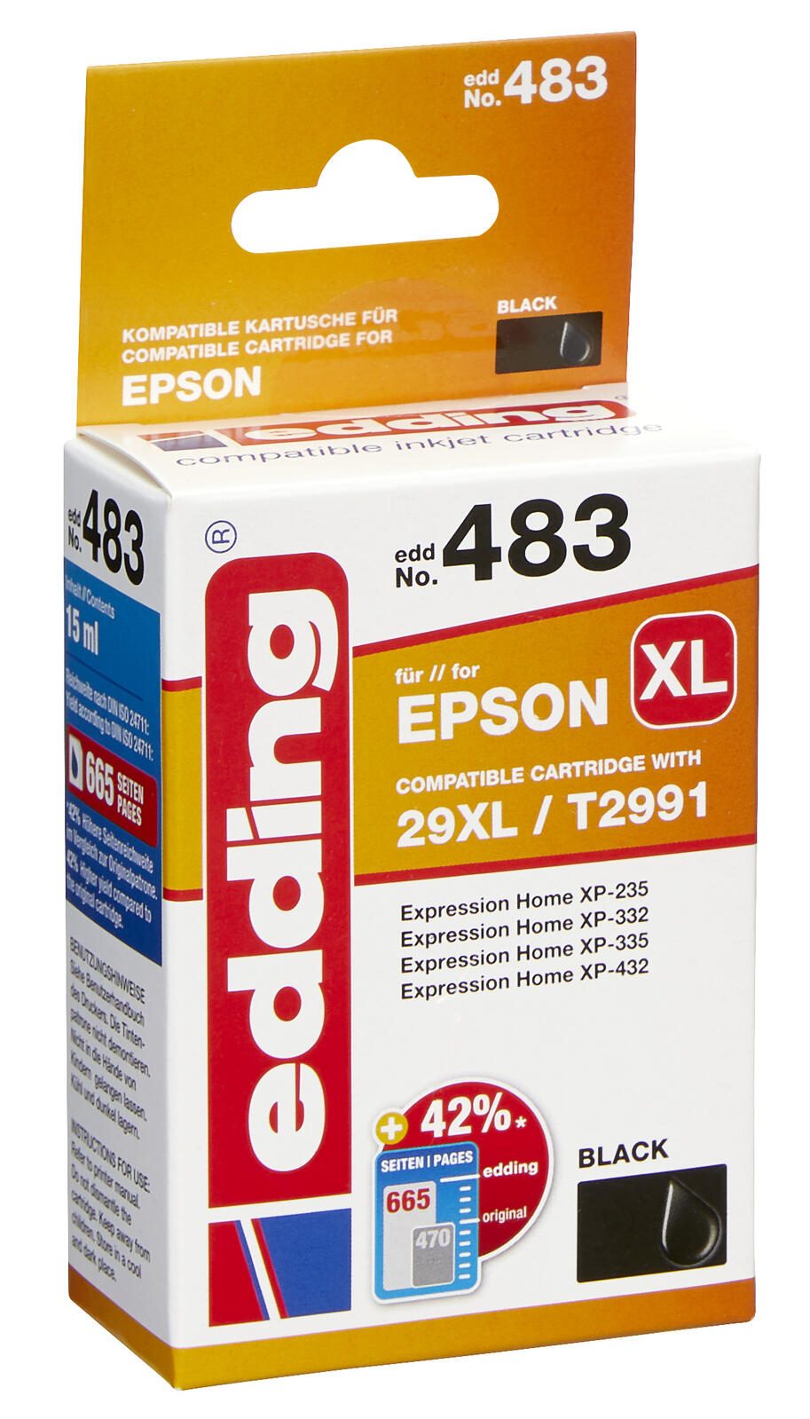 edding Druckerpatrone EDD-483 schwarz kompatibel zu EPSON 29XL / T2991XL