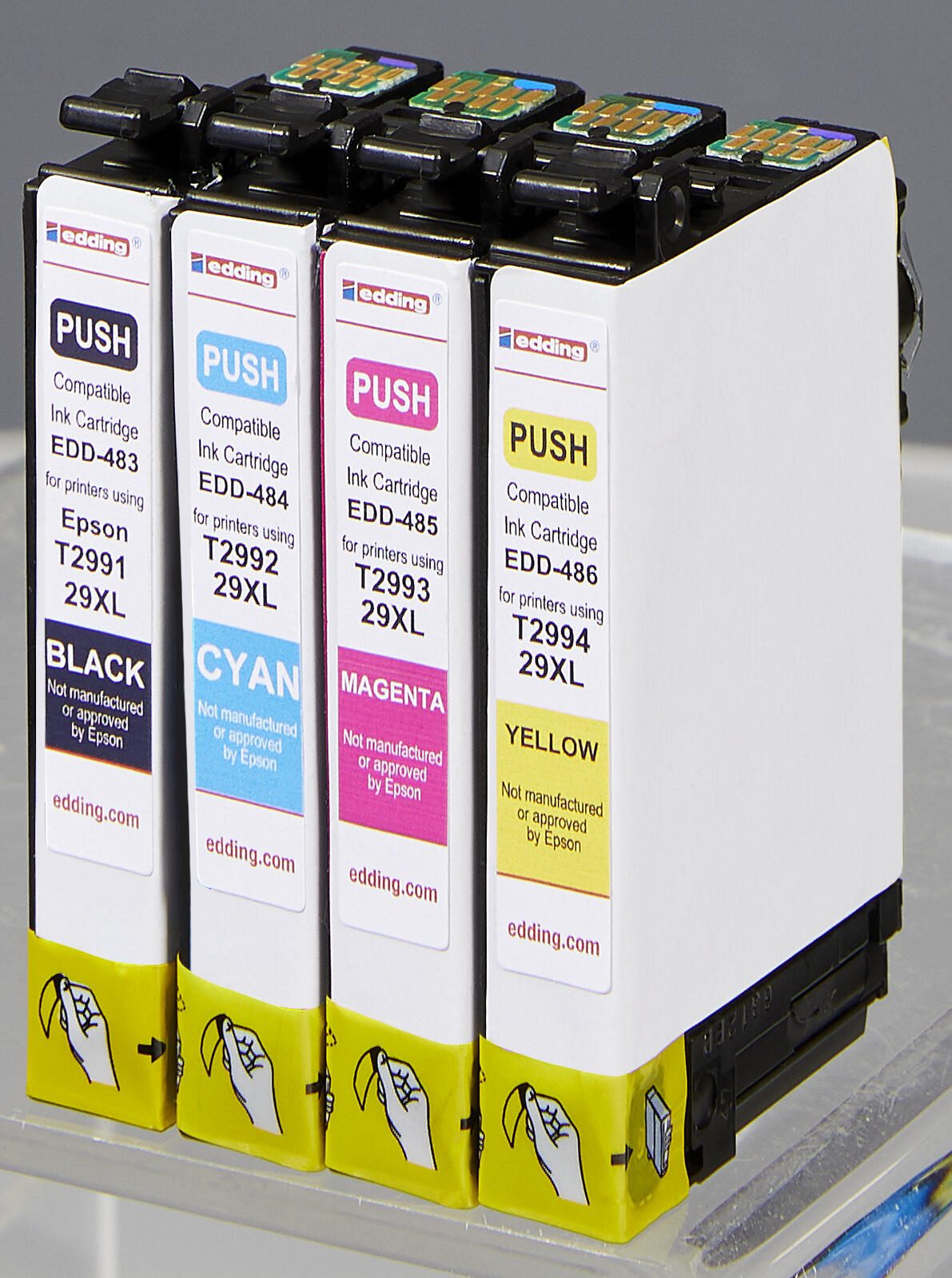 edding Druckerpatrone EDD-487 schwarz, cyan, magenta, gelb kompatibel zu EPSON 29XL / T2996XL, 4er-Set