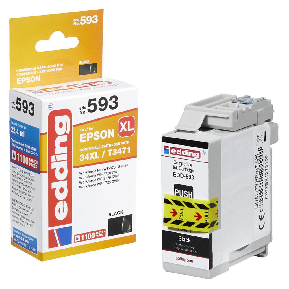 edding Druckerpatrone EDD-593 schwarz kompatibel zu EPSON 34XL / T3471XL