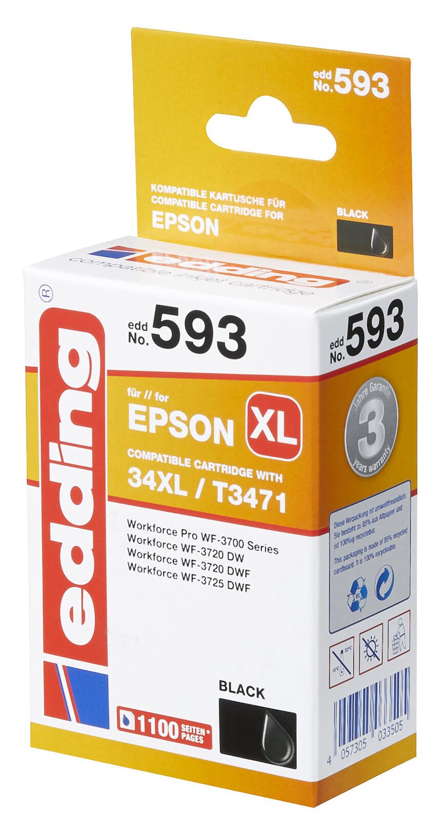 edding Druckerpatrone EDD-593 schwarz kompatibel zu EPSON 34XL / T3471XL