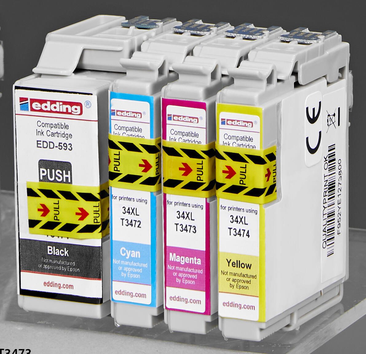 edding Druckerpatronen EDD-597 schwarz, cyan, magenta, gelb kompatibel zu EPSON 34XL / T3476XL, 4er-Set