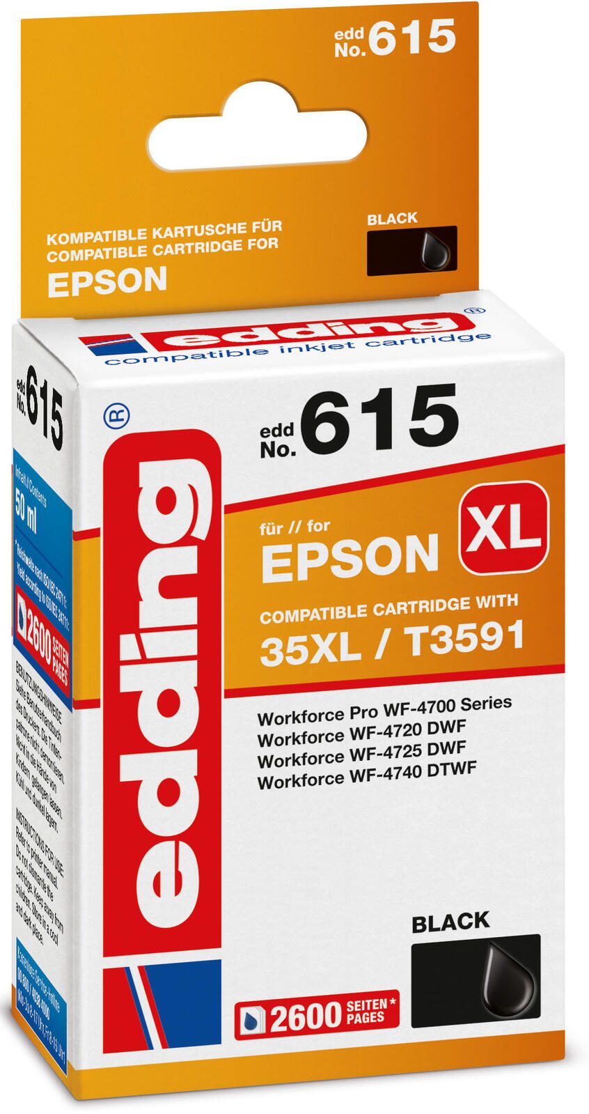 edding Druckerpatrone EDD-615 schwarz kompatibel zu EPSON 35XL / T3591XL