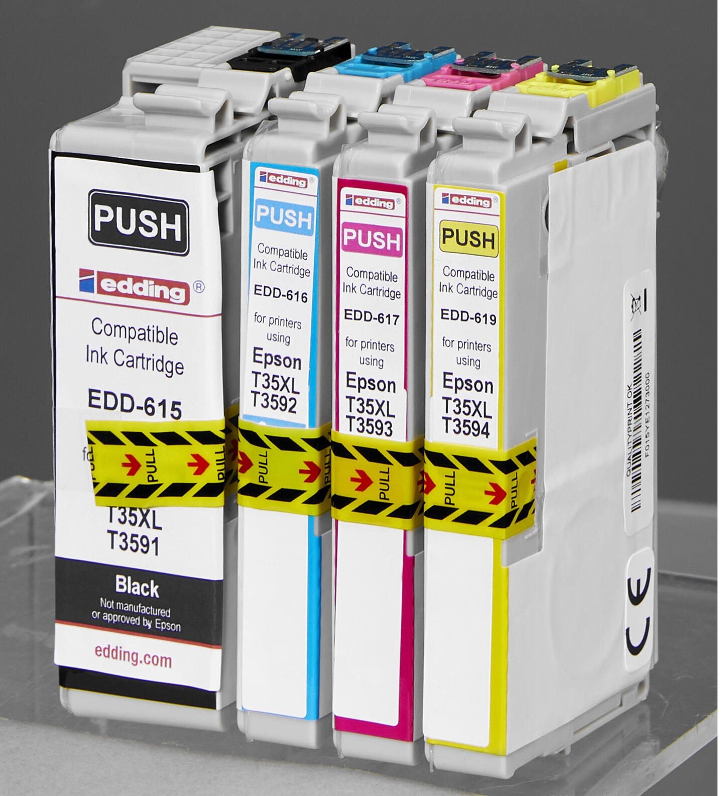 edding Druckerpatronen EDD-619 schwarz, cyan, magenta, gelb kompatibel zu EPSON 35XL / T3596XL, 4er-Set