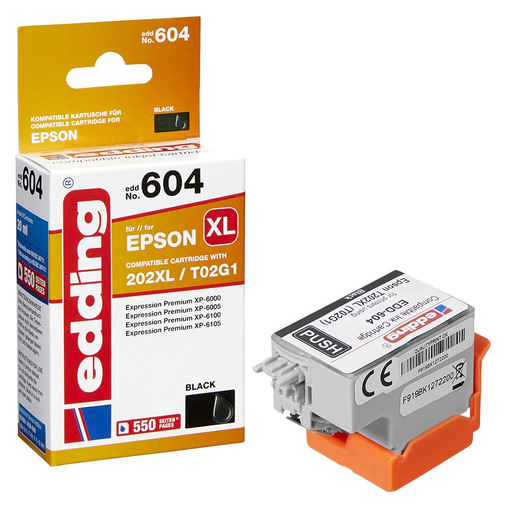 edding Druckerpatrone EDD-604 schwarz kompatibel zu EPSON 202XL / T02G14