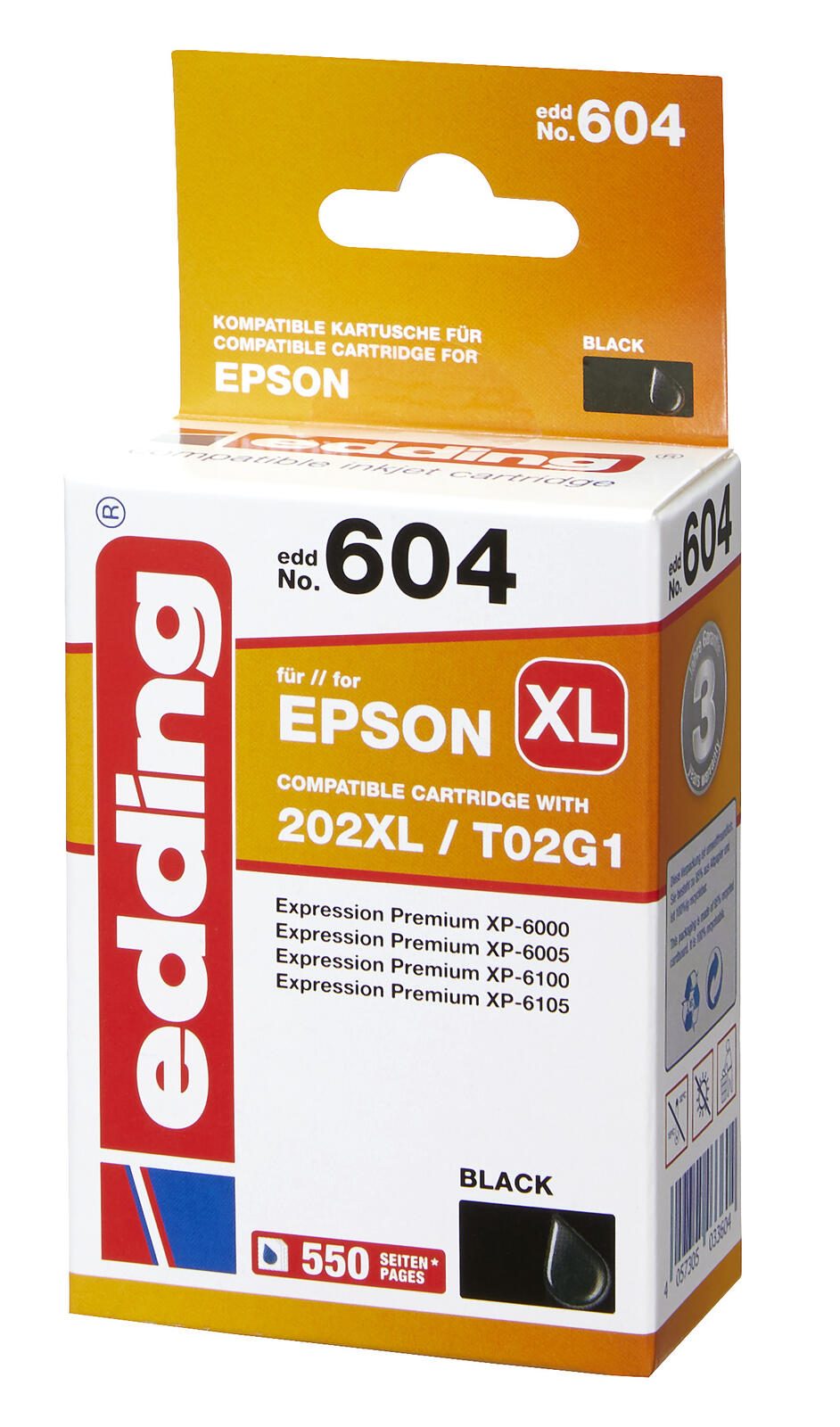 edding Druckerpatrone EDD-604 schwarz kompatibel zu EPSON 202XL / T02G14