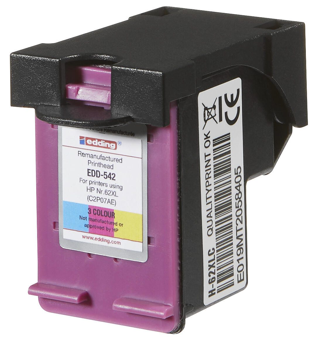 edding Druckerpatrone EDD-542 color kompatibel zu HP 62XL (C2P07AE)