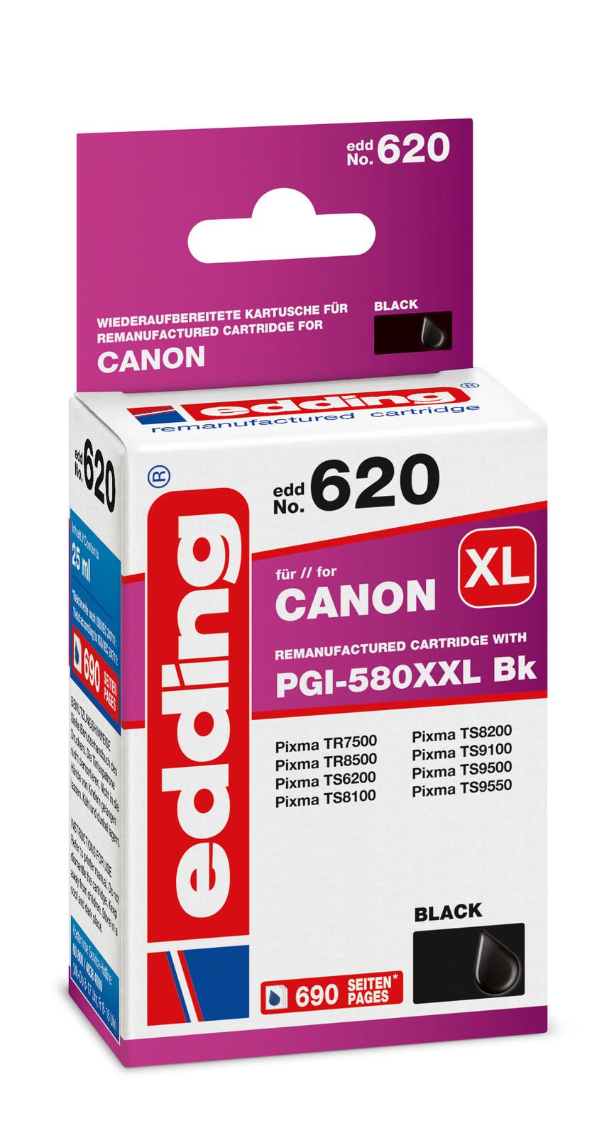 edding Druckerpatrone EDD-620 schwarz kompatibel zu Canon PGI-580XXL BK