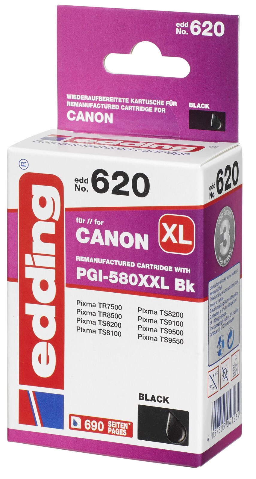edding Druckerpatrone EDD-620 schwarz kompatibel zu Canon PGI-580XXL BK