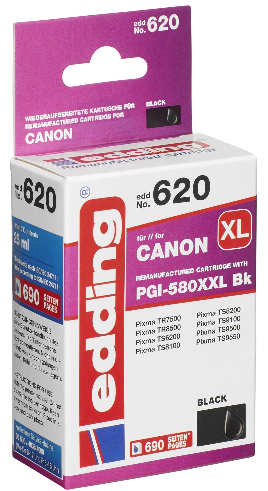 edding Druckerpatrone EDD-620 schwarz kompatibel zu Canon PGI-580XXL BK