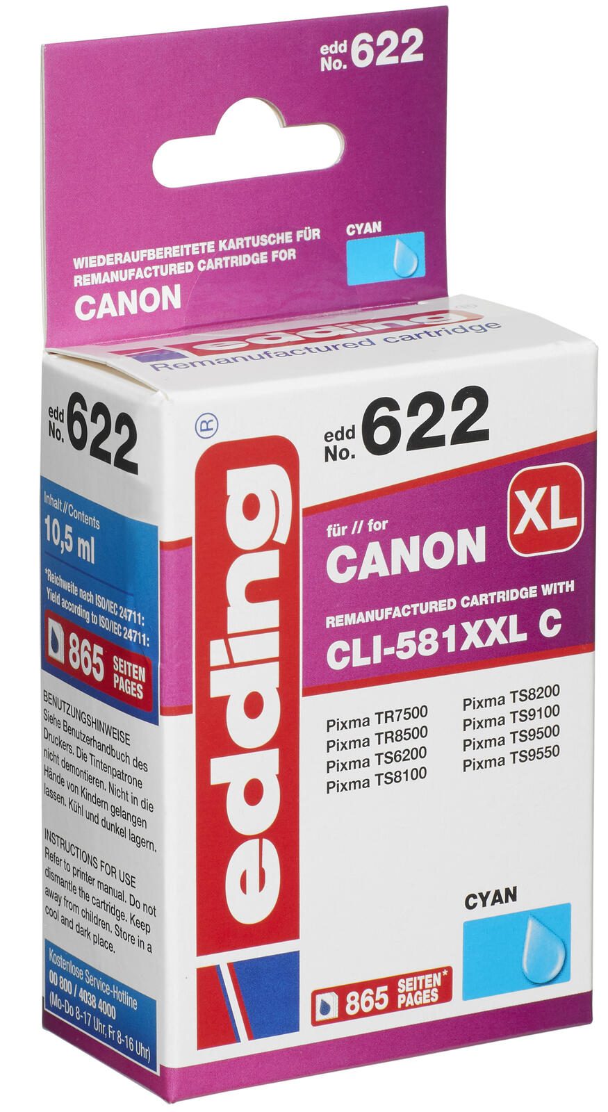 edding Druckerpatrone EDD-622 cyan kompatibel zu Canon CLI-581XXL C