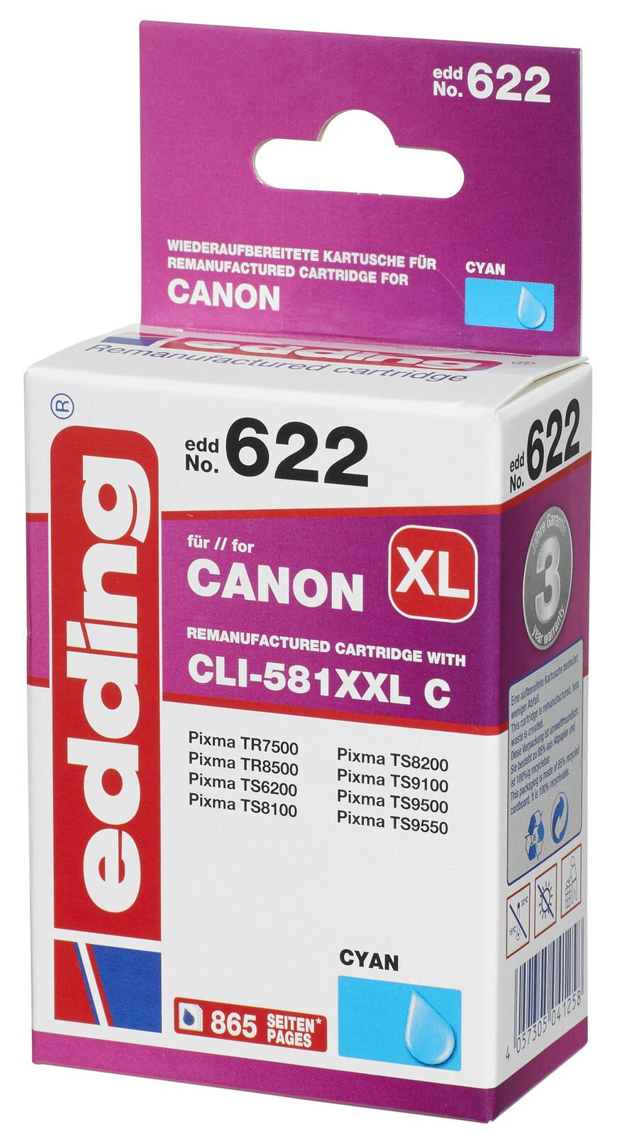 edding Druckerpatrone EDD-622 cyan kompatibel zu Canon CLI-581XXL C