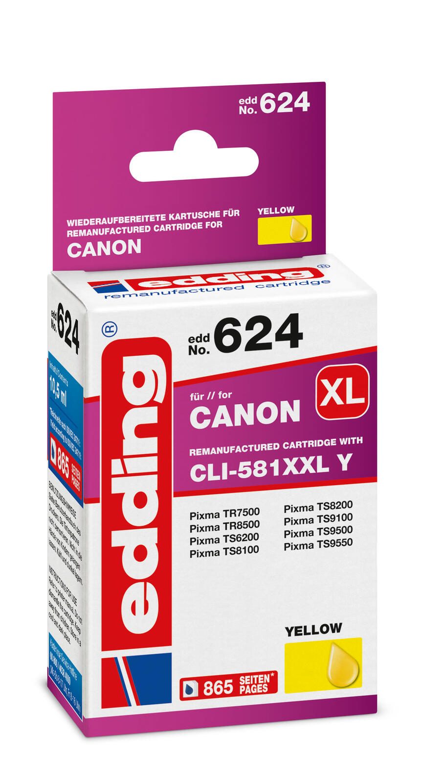 edding Druckerpatrone EDD-624 gelb kompatibel zu Canon CLI-581XXL Y