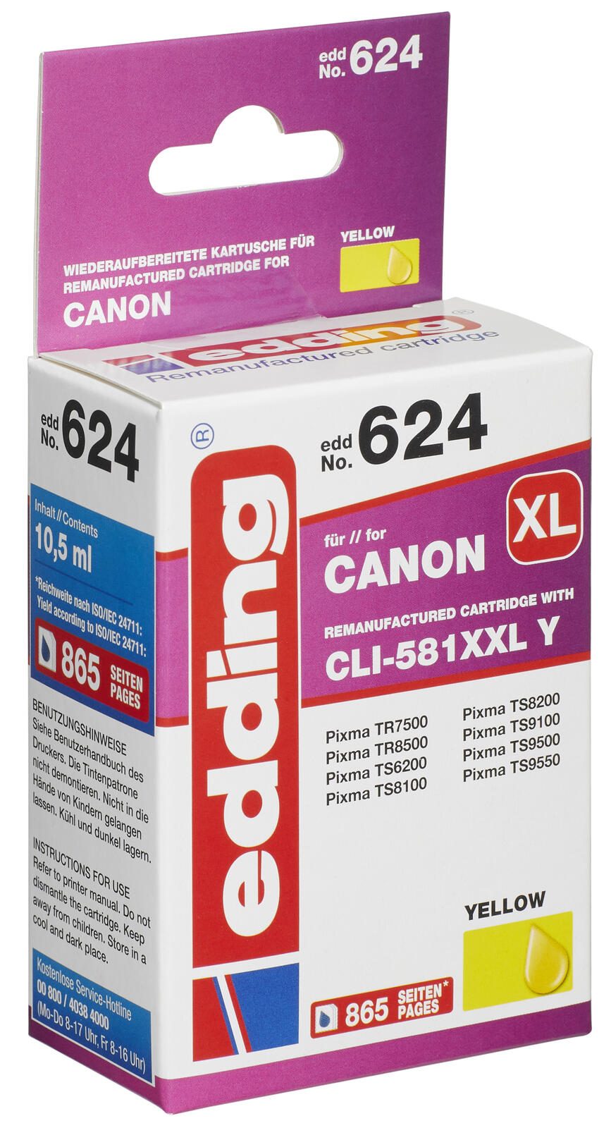 edding Druckerpatrone EDD-624 gelb kompatibel zu Canon CLI-581XXL Y