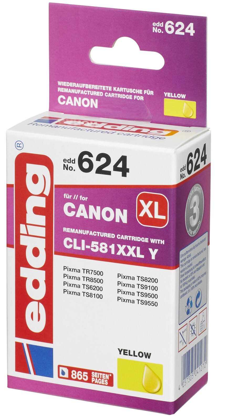 edding Druckerpatrone EDD-624 gelb kompatibel zu Canon CLI-581XXL Y