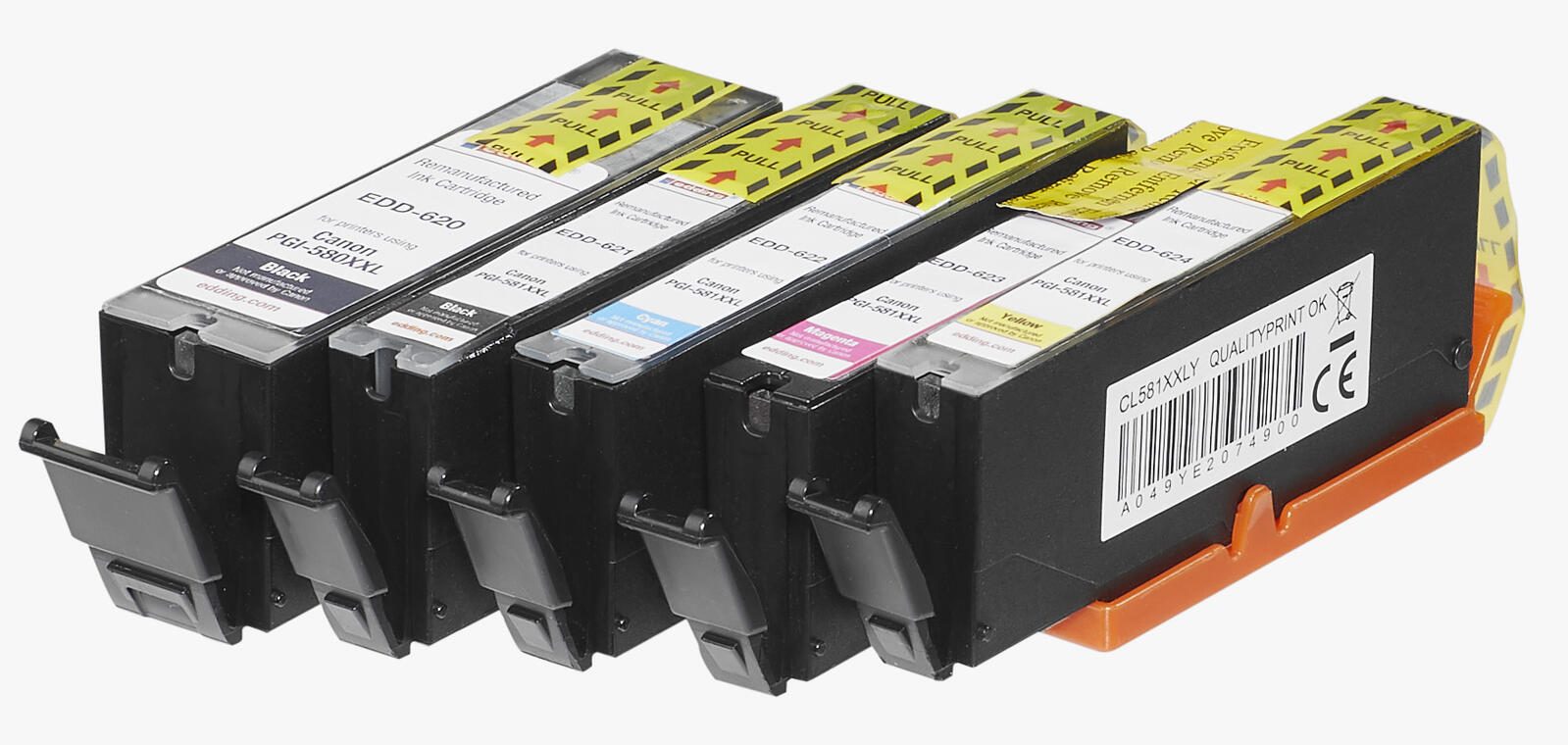 edding Druckerpatronen EDD-625 2x schwarz, cyan, magenta, gelb kompatibel zu Canon PGI-580XXL BK, CLI-581XXL BK/C/M/Y, 5