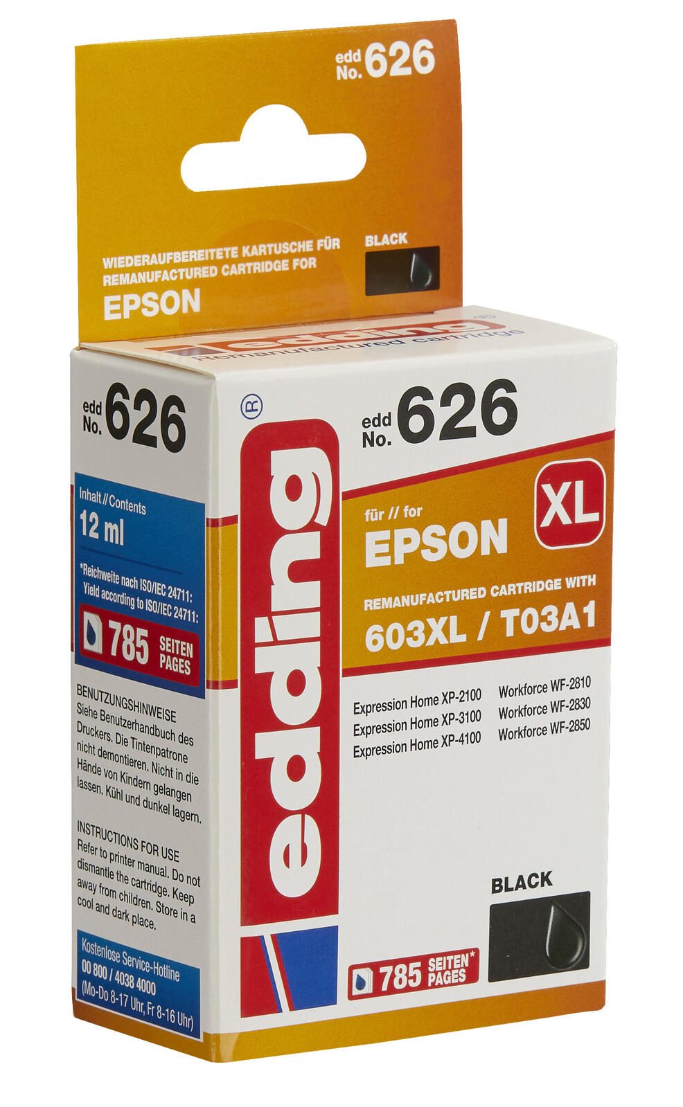 edding Druckerpatrone EDD-626 schwarz kompatibel zu EPSON 603XL Bk