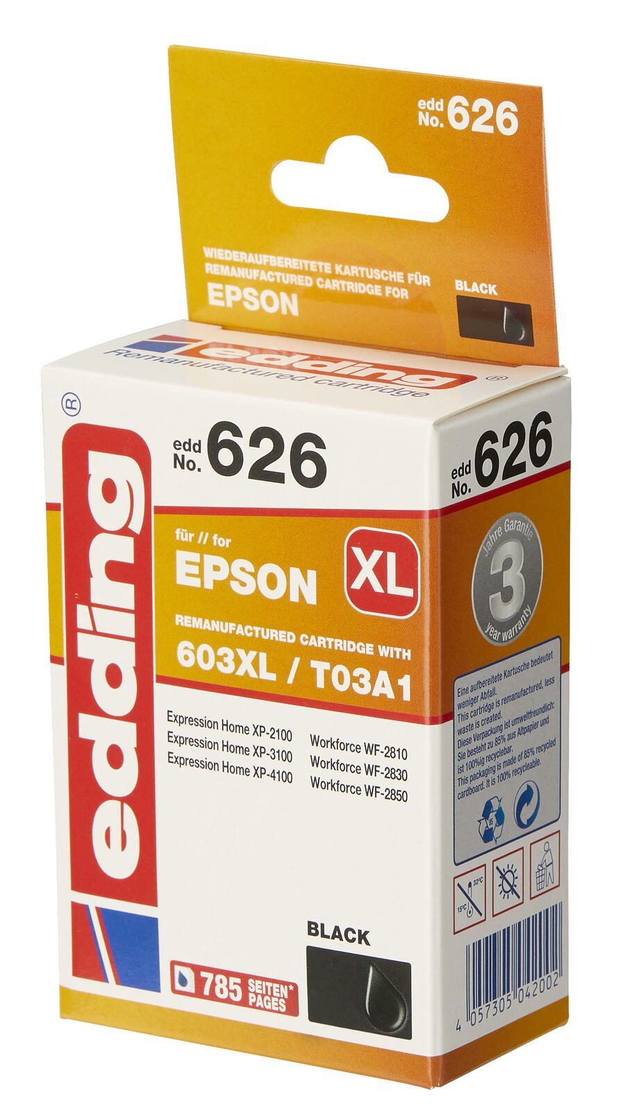 edding Druckerpatrone EDD-626 schwarz kompatibel zu EPSON 603XL Bk