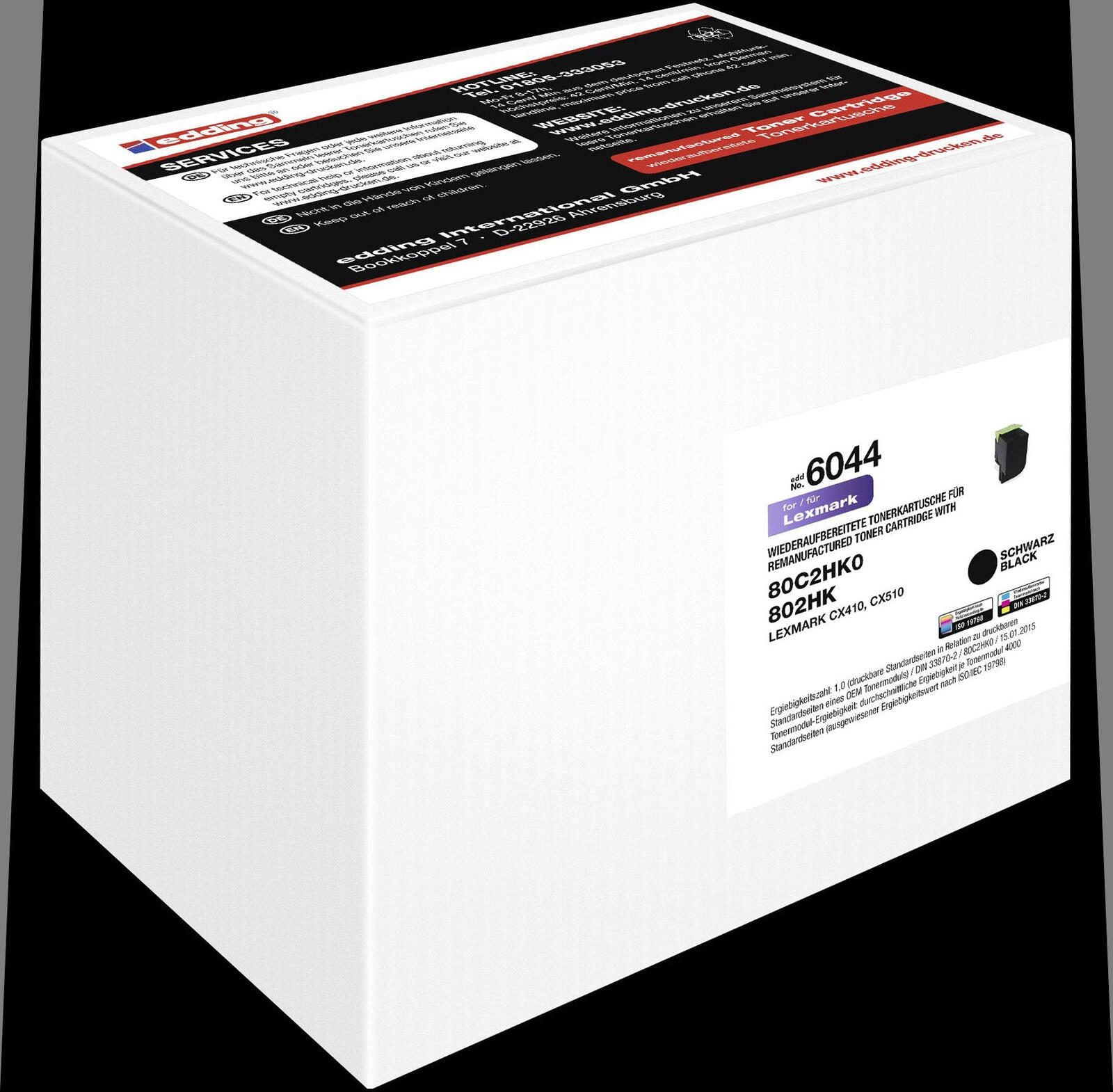 edding Toner EDD-6044 schwarz kompatibel zu LEXMARK 80C2HK0