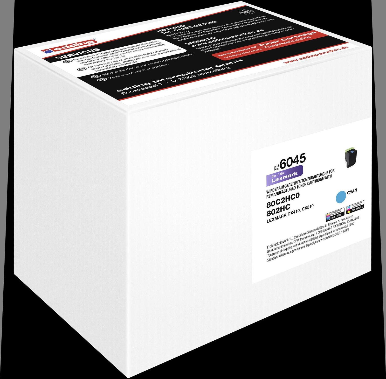edding Toner EDD-6045 cyan kompatibel zu LEXMARK 80C2HC0