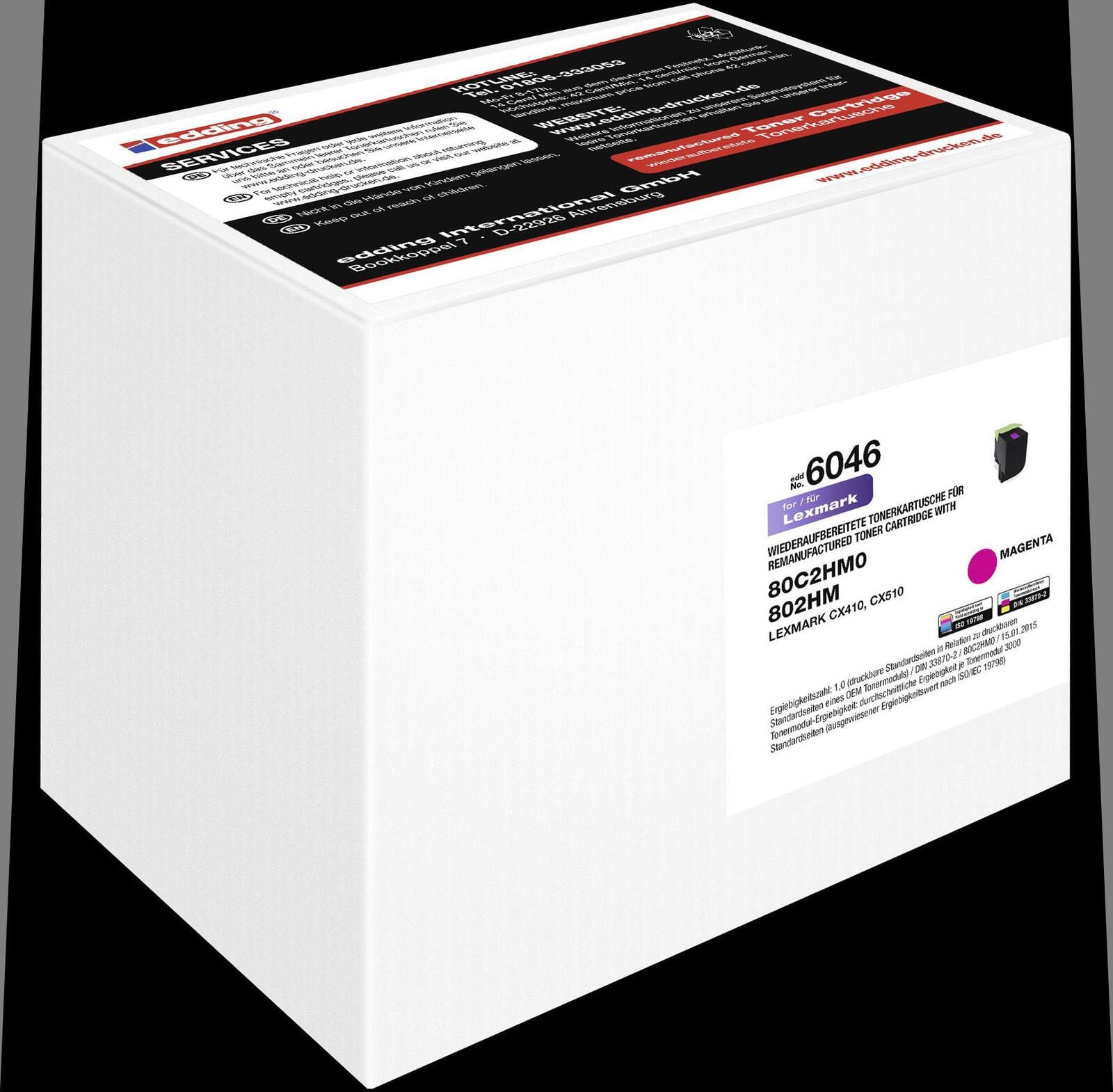 edding Toner EDD-6046 magenta kompatibel zu LEXMARK 80C2HM0