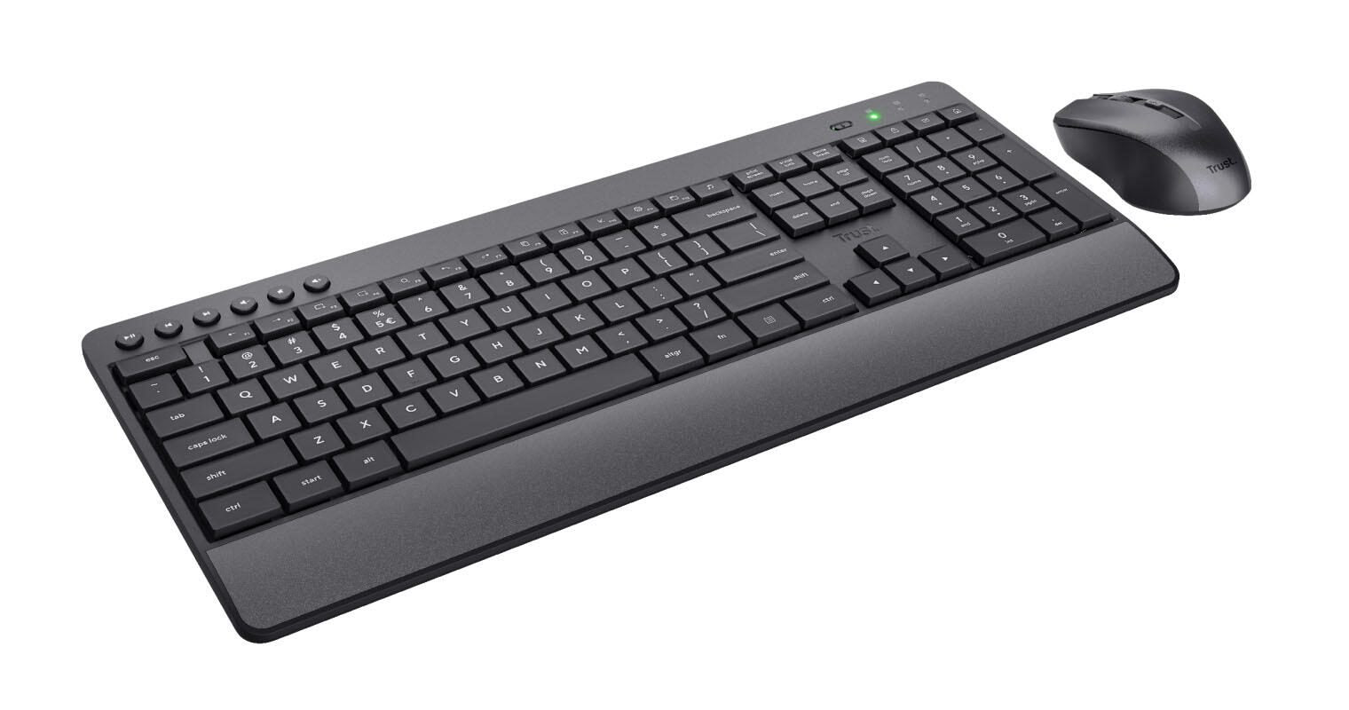 Trust Trezo Komfortables Set aus kabelloser Tastatur und Maus - Schwarz DE