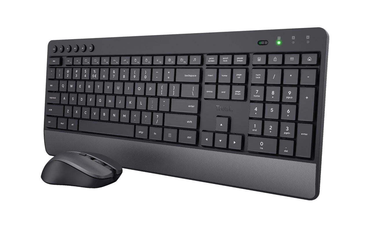 Trust Trezo Komfortables Set aus kabelloser Tastatur und Maus - Schwarz DE