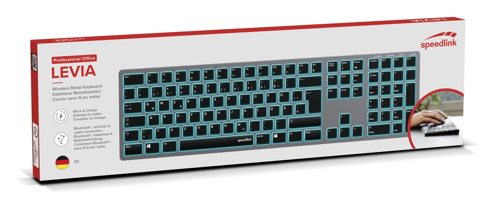 speedlink Tastatur kabellos LEVIA grau