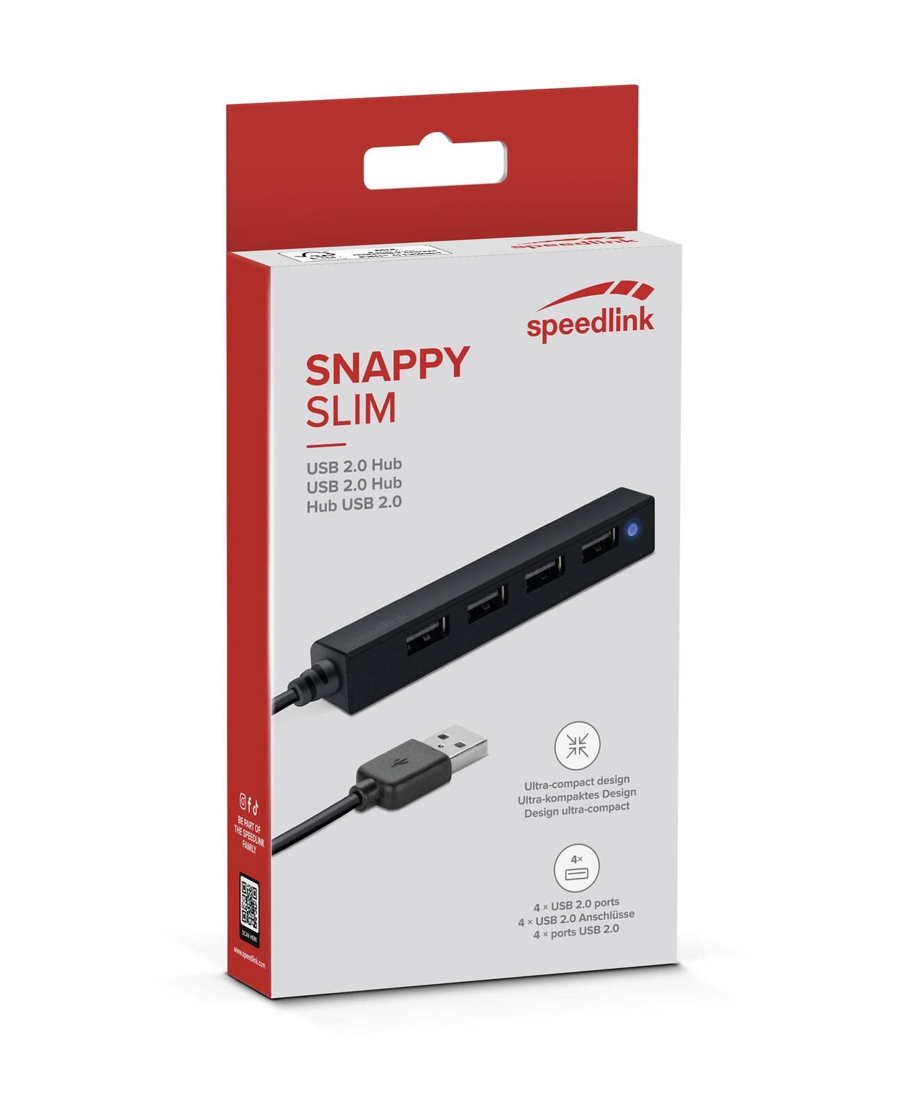 Speedlink SNAPPY SLIM USB Hub 4-Port, schwarz