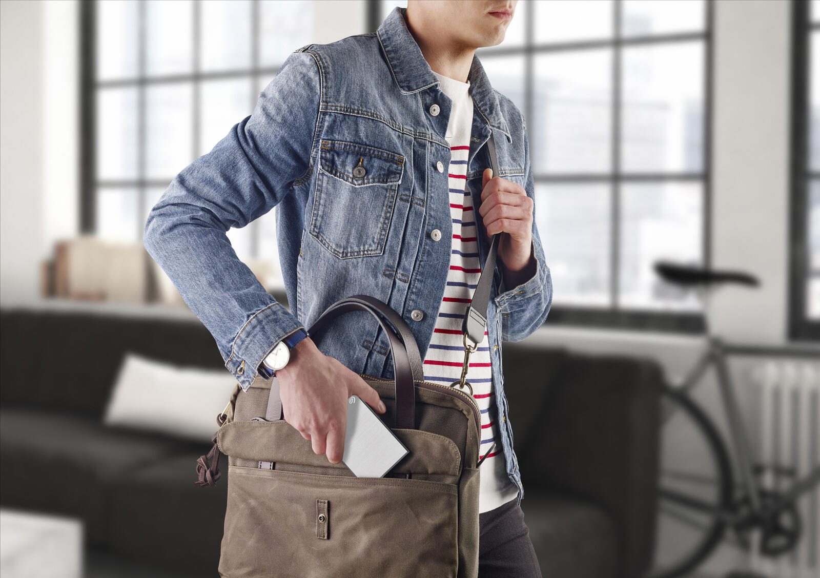 Seagate externe HDD-Festplatte One Touch 1TB silber, schwarz