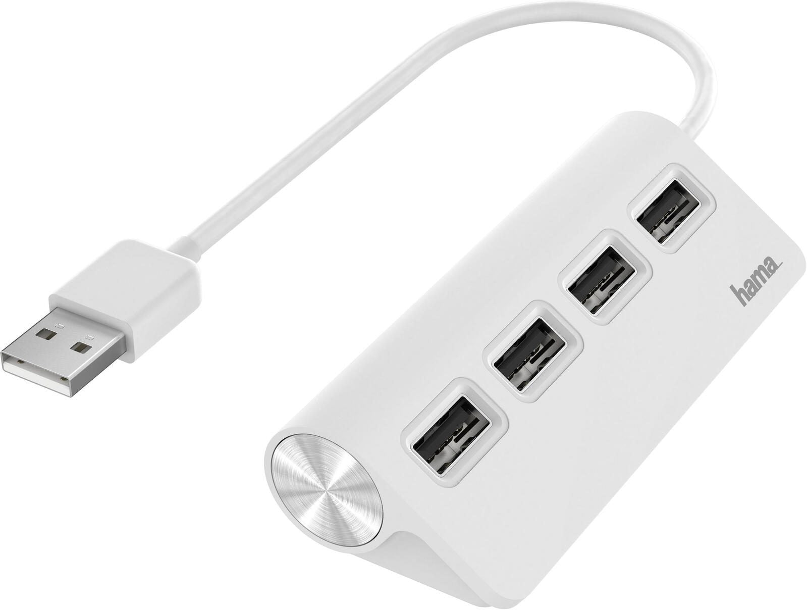 hama 4-fach USB-Hub weiß