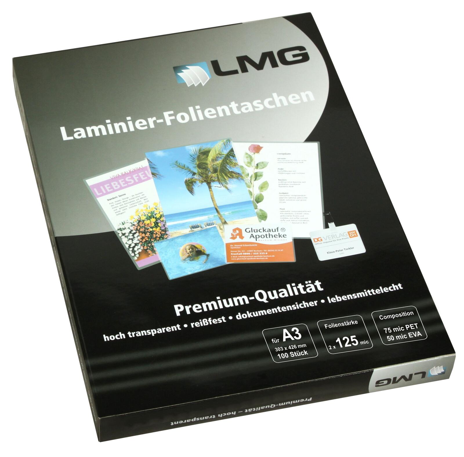 LMG Laminierfolien glänzend 125 mikron A3