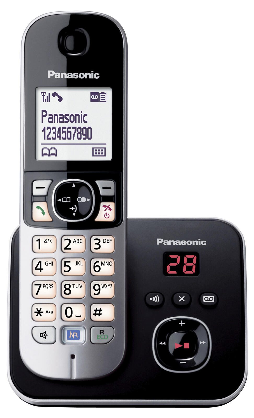 Panasonic Schnurloses Telefon mit Anrufbeantworter KX-TG6821GB schwarz-silber