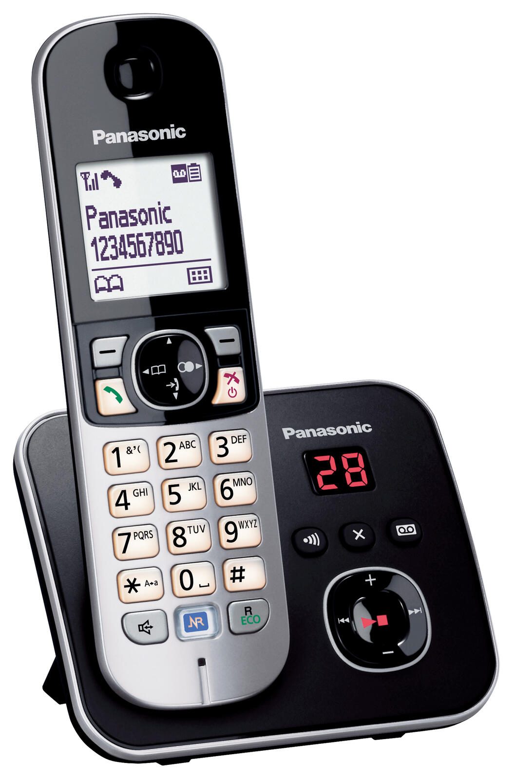 Panasonic Schnurloses Telefon mit Anrufbeantworter KX-TG6821GB schwarz-silber