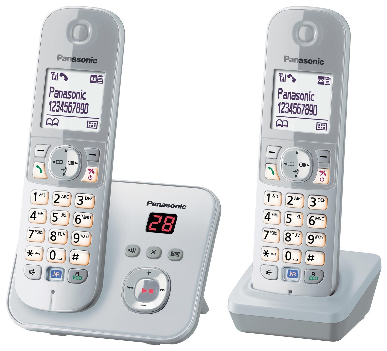 Panasonic Schnurloses Telefon-Set mit Anrufbeantworter KX-TG6822GS silber