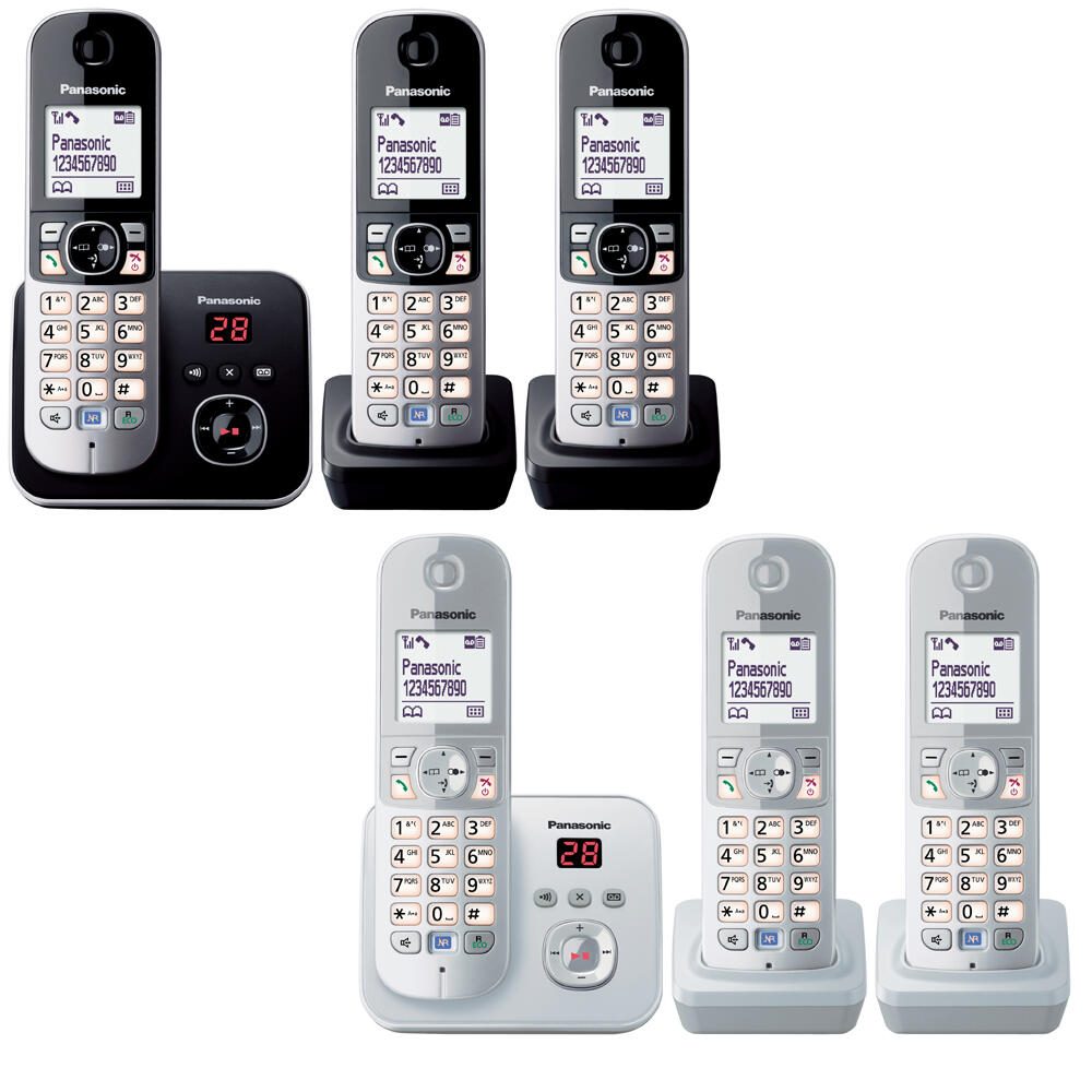 Panasonic Schnurloses Telefon-Set mit Anrufbeantworter KX-TG6823GB schwarz-silber