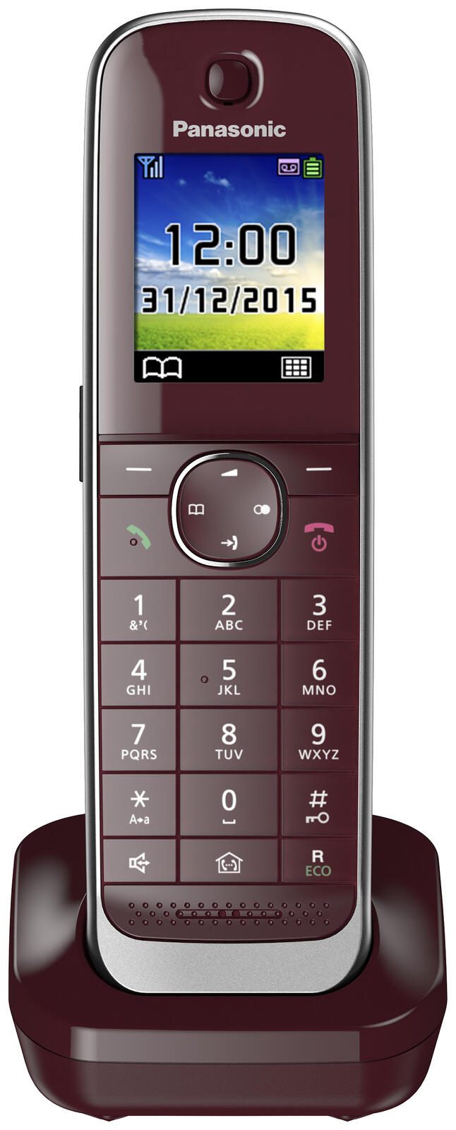 Panasonic Schnurloses Telefon-Set mit Anrufbeantworter KX-TGJ322GR weinrot