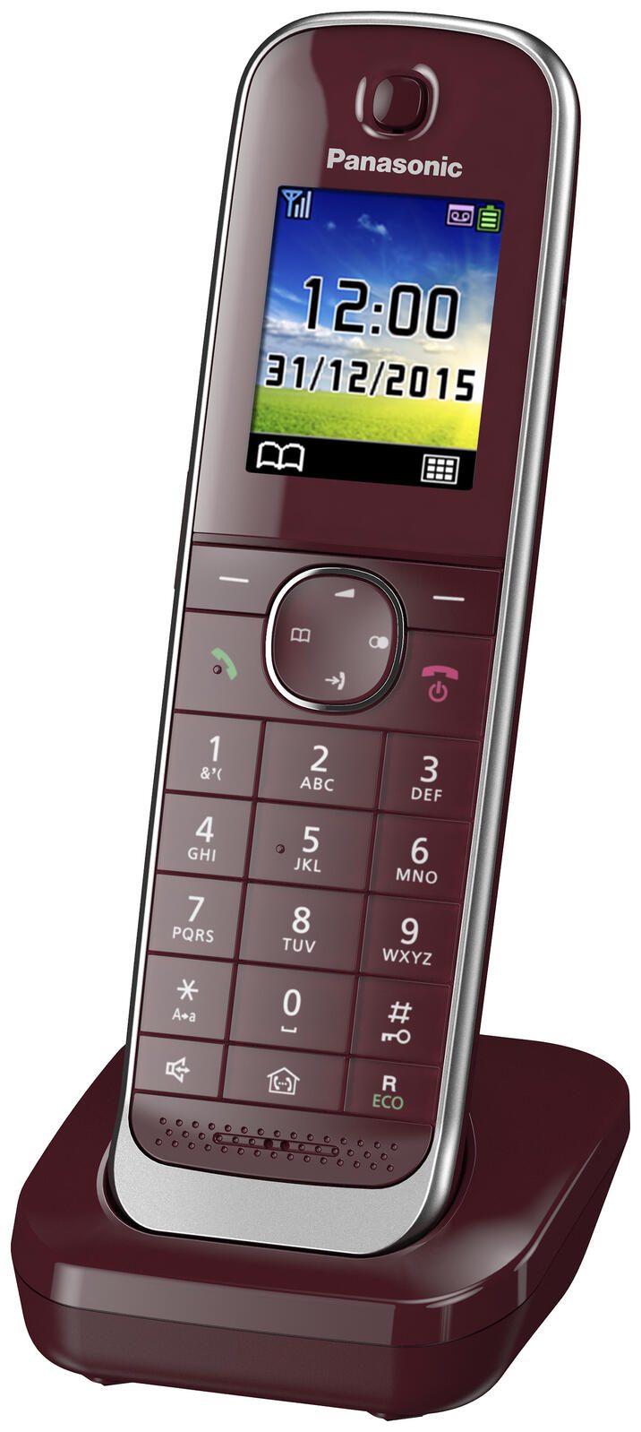 Panasonic Schnurloses Telefon-Set mit Anrufbeantworter KX-TGJ322GR weinrot