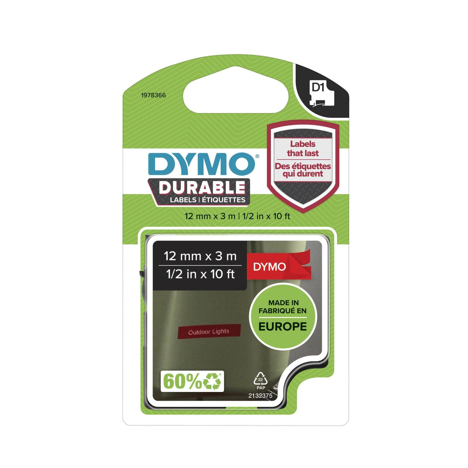 DYMO Band D1 Vinyl 12mm wei/ro