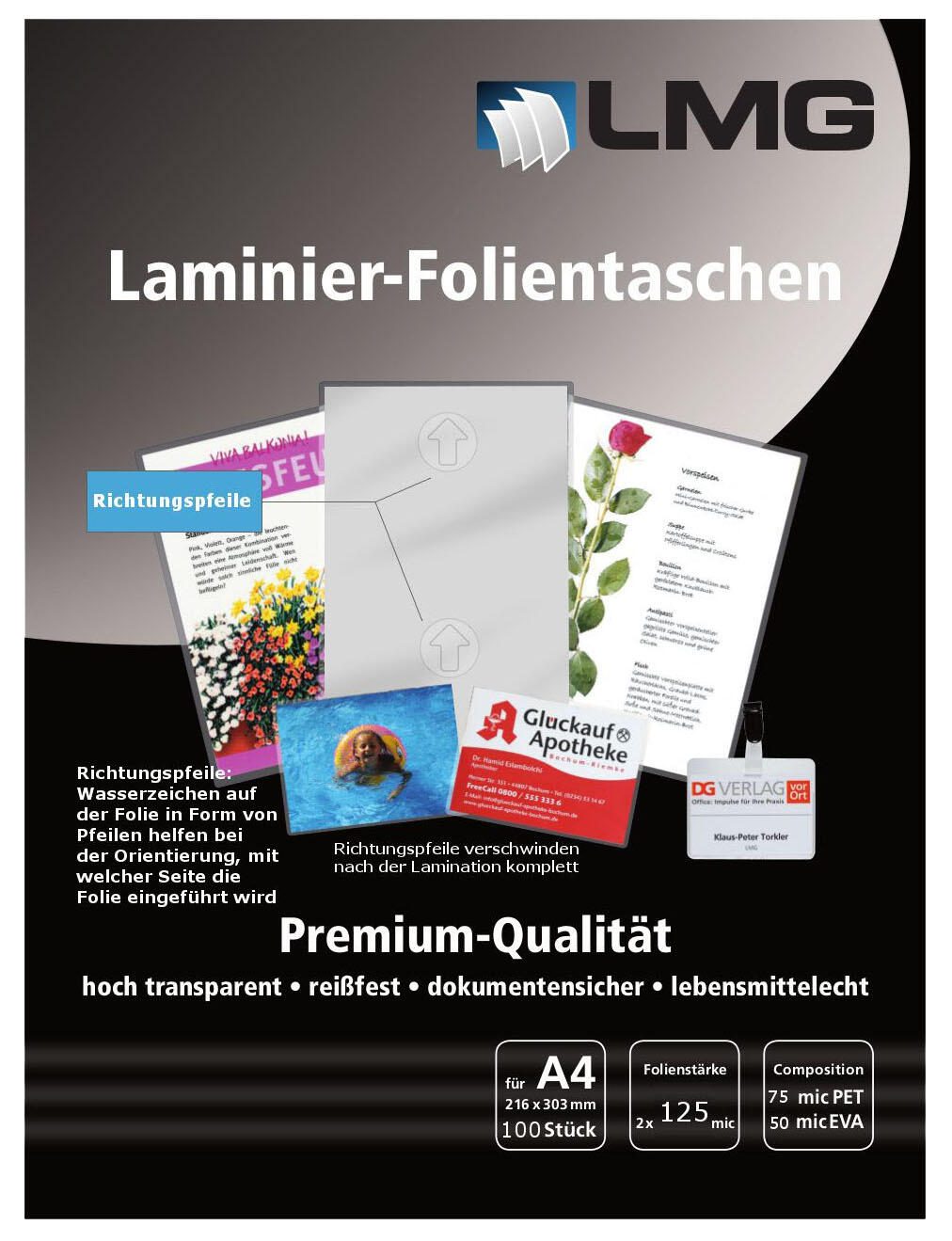 LMG Laminierfolien glänzend 125 mikron A4