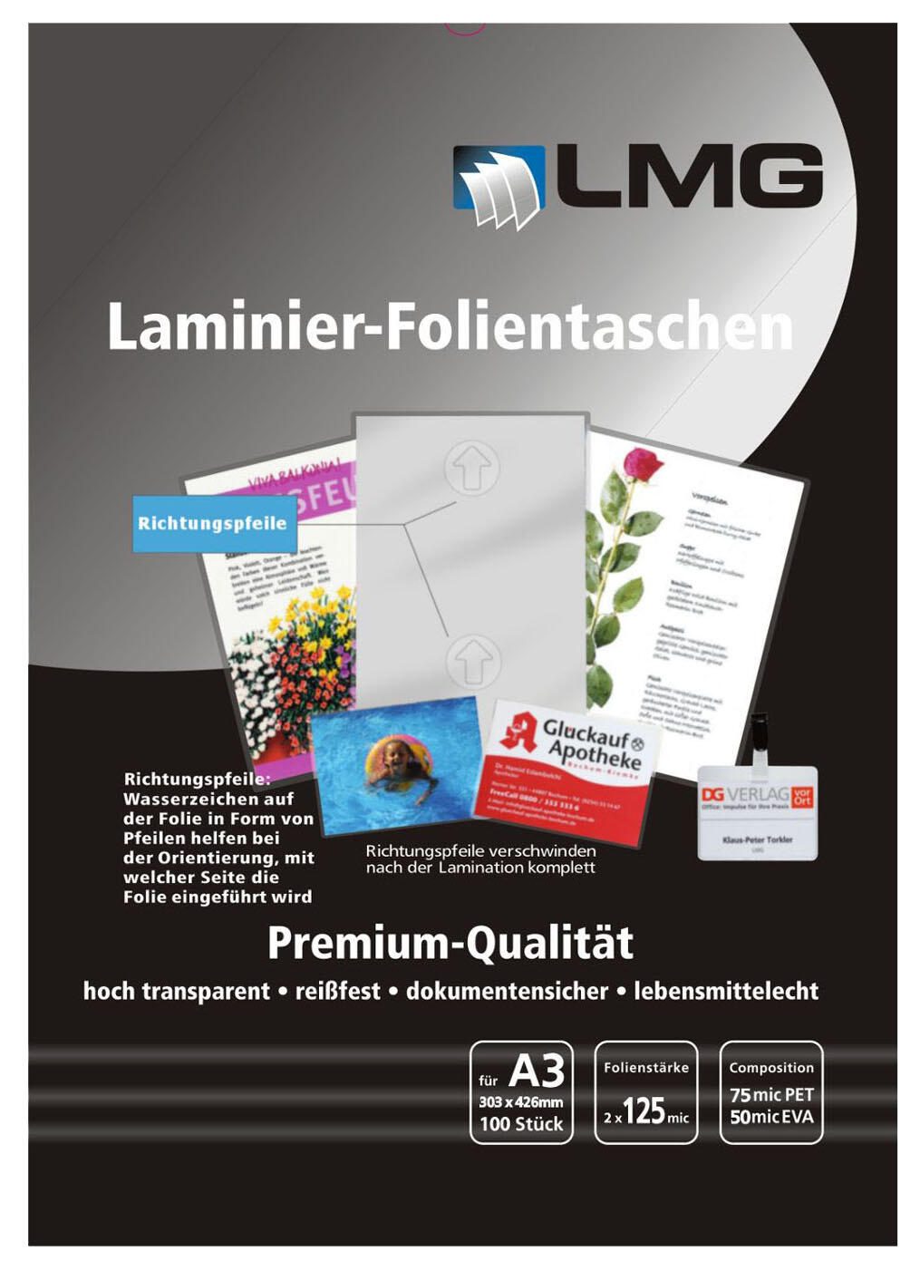 LMG Laminierfolien glänzend 125 mikron A3